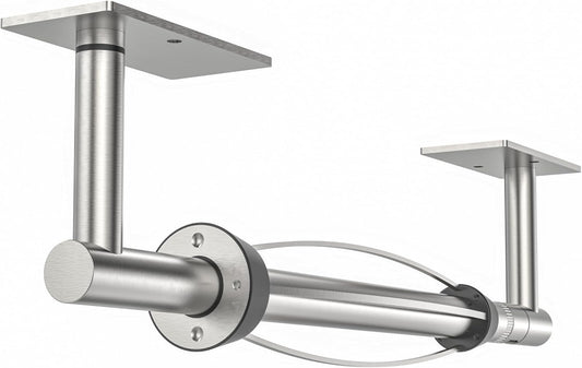 Paper Towel Holder Under Cabinet, Self Adhesive or Wall Mount Hanging Paper Towel Holder with Damping Effect, Single Hand Operable, Stainless Steel for Kitchen Bathroom (Silver)