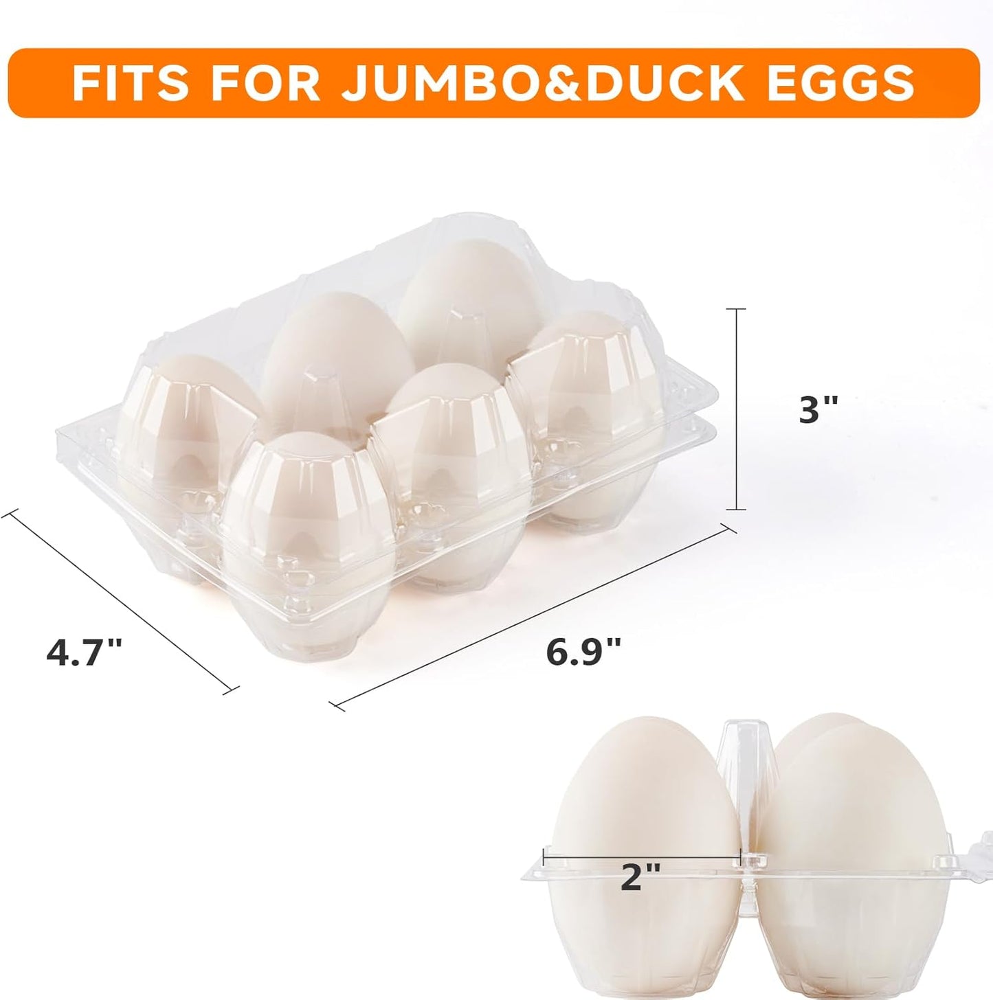 120Pack Jumbo Egg Cartons Duck Egg Cartons Extra Large Egg Containers XL Egg Tray Holders for Home Ranch Chicken Farm, Commercial Business Market Display, 2x3 Grids