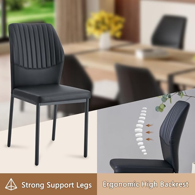 86.6" Dining Table Set for 8, Modern 9 Piece Wood Kitchen Table and Chairs Set, Rectangle Dining Room Table with 8 PU Leather Upholstered Chairs, Ideal for Home, Kitchen, or Apartment Dining