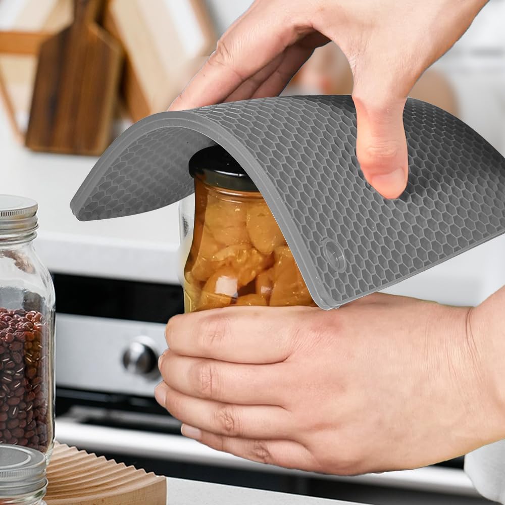 homEdge Silicone Square Trivets Mat, 6 Packs Multipurpose Non Slip Heat Resistant Pot Holder-Gray