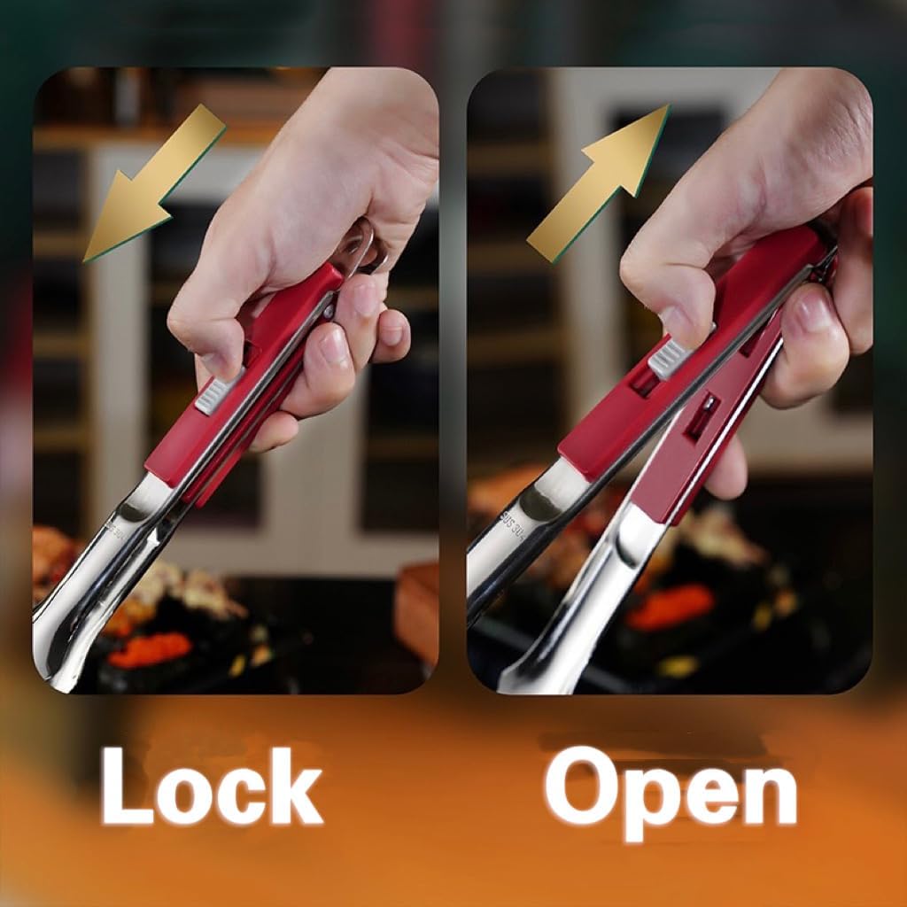 Anti-Scald Extended Handle Spatula Tongs 11.6 Inch Multifunctional Stainless Steel Cooking Tongs Food Shovel Clamp for Flipping Steak Fish Bread Hamburger BBQ Frying Pancake Pies Pizza