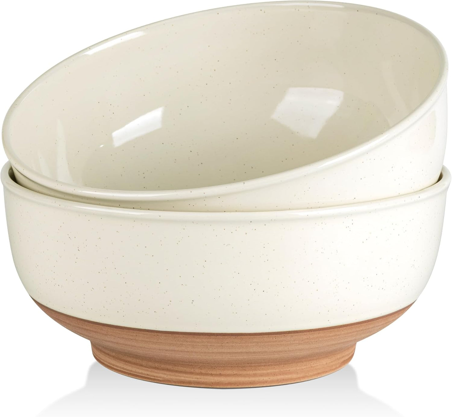 AmorArc 9.8’’ Ceramic Serving Bowls, 95 OZ Extra Large Salad Bowls Set of 2, Stoneware Oversized Bowls with Rustic Terracotta Underside for Salad, Soup and Dinner. Large Bowls for Entertaining &Gift