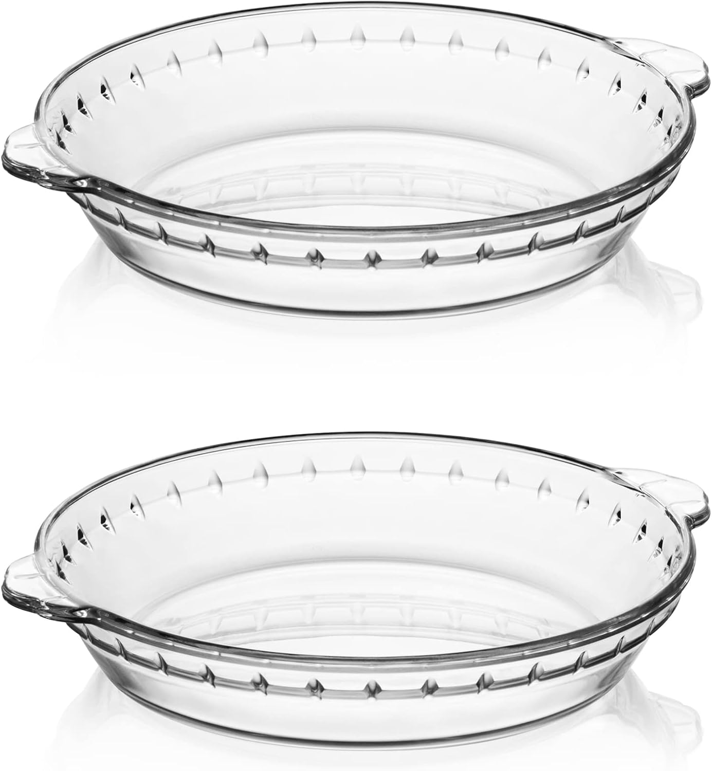 Sweejar 2-pack Glass Pie Pan, 7.5-Inch Round Baking Dish with Non-Stick Coating and Soft Wave Edge for Apple, Pumpkin, and Pot Pies