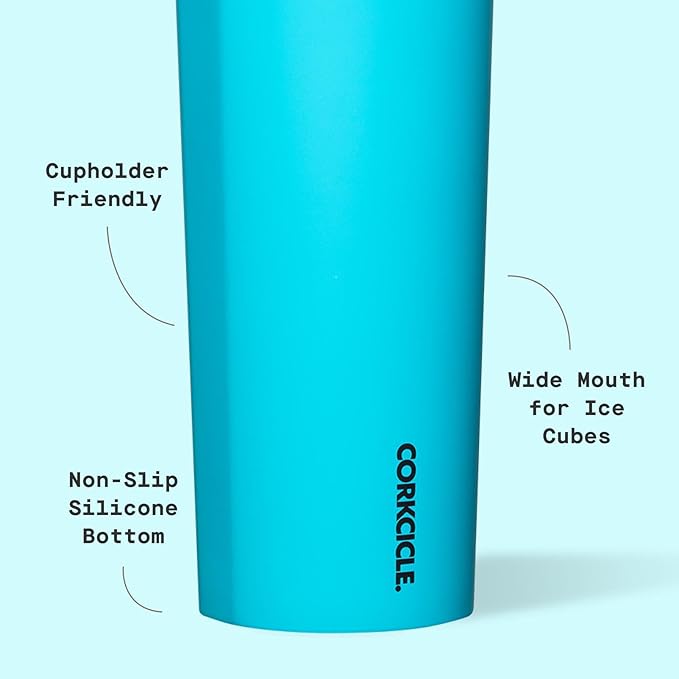 Corkcicle Sport Canteen - Keeps Drinks Cold 25 Hours - Stainless Steel Water Bottle - Triple-Insulated - Spill-Proof - Summer Drinkware Gift - Keeps Drinks Ice Cold - 20 oz - Capri Blue