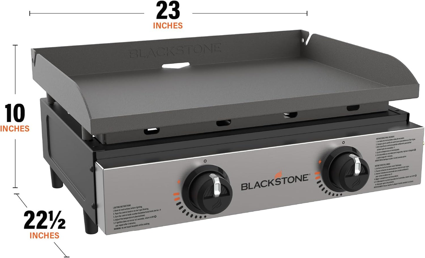 Blackstone 1666 22” Tabletop Griddle with Stainless Steel Faceplate, Powder Coated Steel, Black