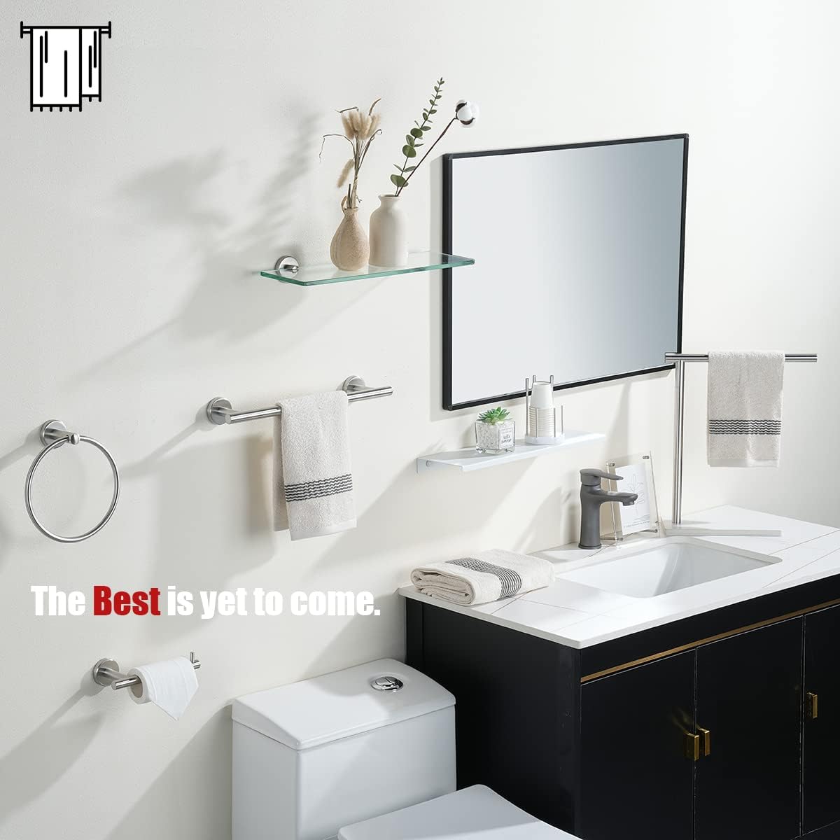 JQK Towel Ring, 304 Stainless Steel Hand Towel Holder for Bathroom, Brushed Finished Wall Mount, TR130-BN