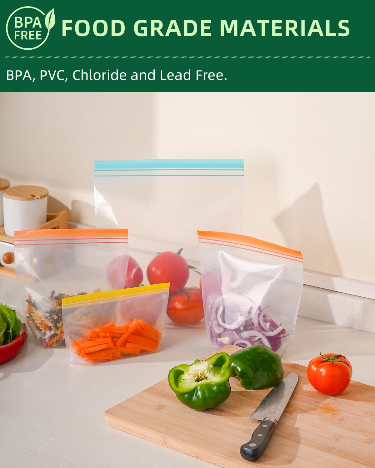 Lerine 18 Pack Reusable Freezer Bags Dishwasher Microwave Safe, Stand Up BPA Free Reusable Sandwich Bags, Silicone Free Leakproof Food Storage Bags for Meal Prep - 7Gallon 7Sandwich 4Snack