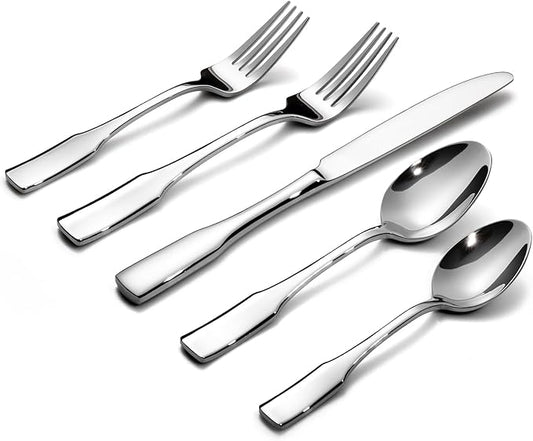 Alata Kate 20-Piece Silverware Set Stainless Steel Flatware Set,Service for 4,Mirror Polished Cutlery Set,Dishwasher Safe