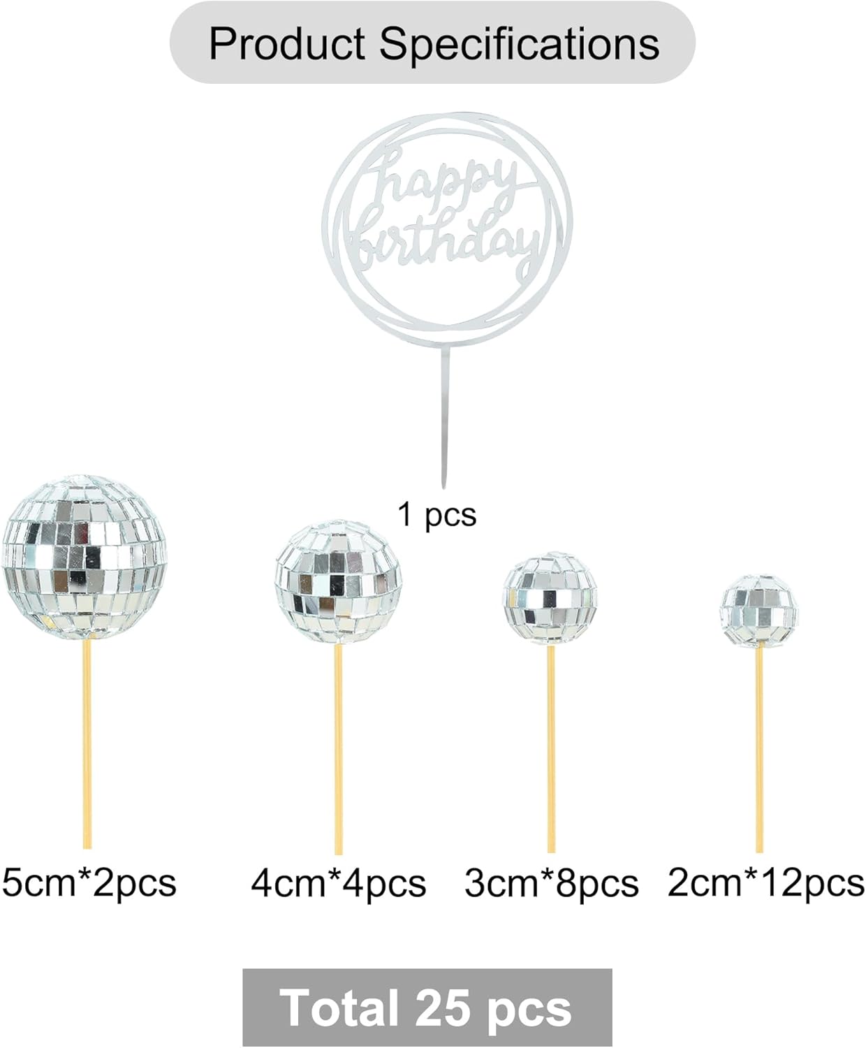 BEISHIDA 27 PCS Disco Ball Cake Topper 1970s Disco Decorations Mirror Ball Cupcake Toppers for Disco Theme Party 70s 80s Disco Party Birthday Cake Anniversary Wedding Cake Decorations