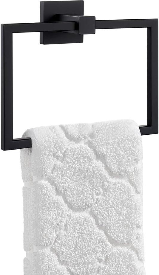 Bathroom Swivel Towel Ring Matte Black, Angle Simple SUS 304 Stainless Steel Hand Towel Holder for Wall Mount, 7.09 Inches