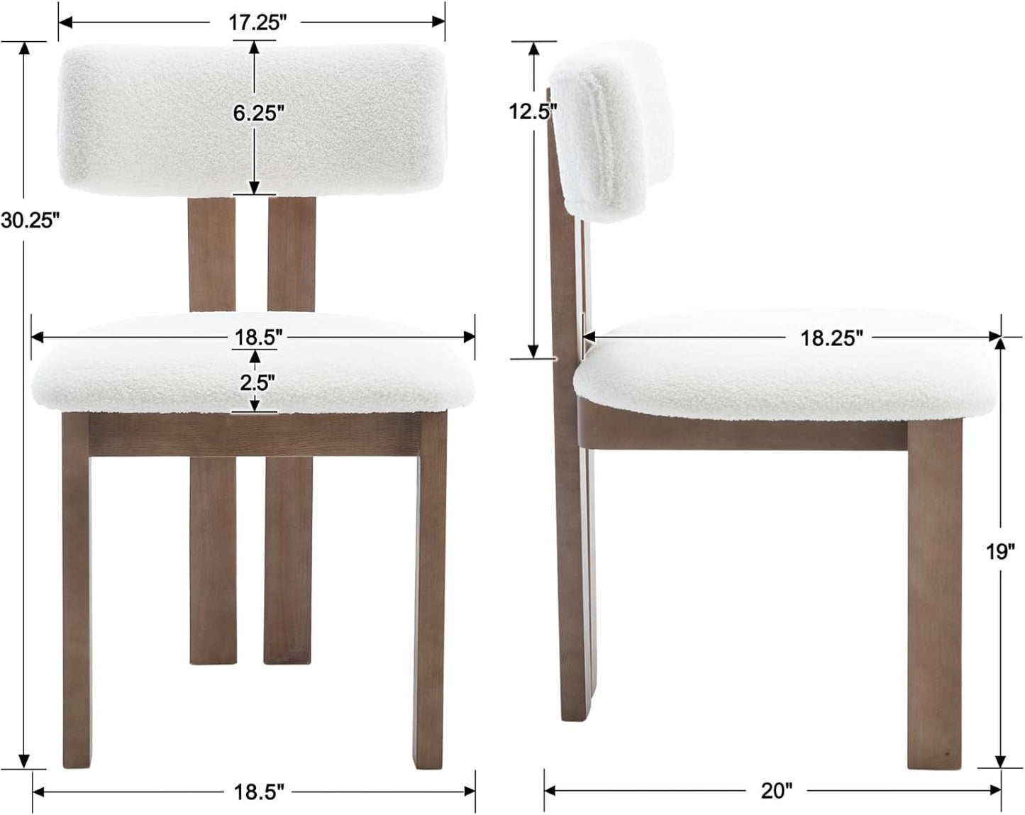 chairus Dining Chairs Set of 4 Faux Fur Dinner Chairs with Solid Wood Kitchen Chairs for Kitchen, Dining Room, Living Room, White