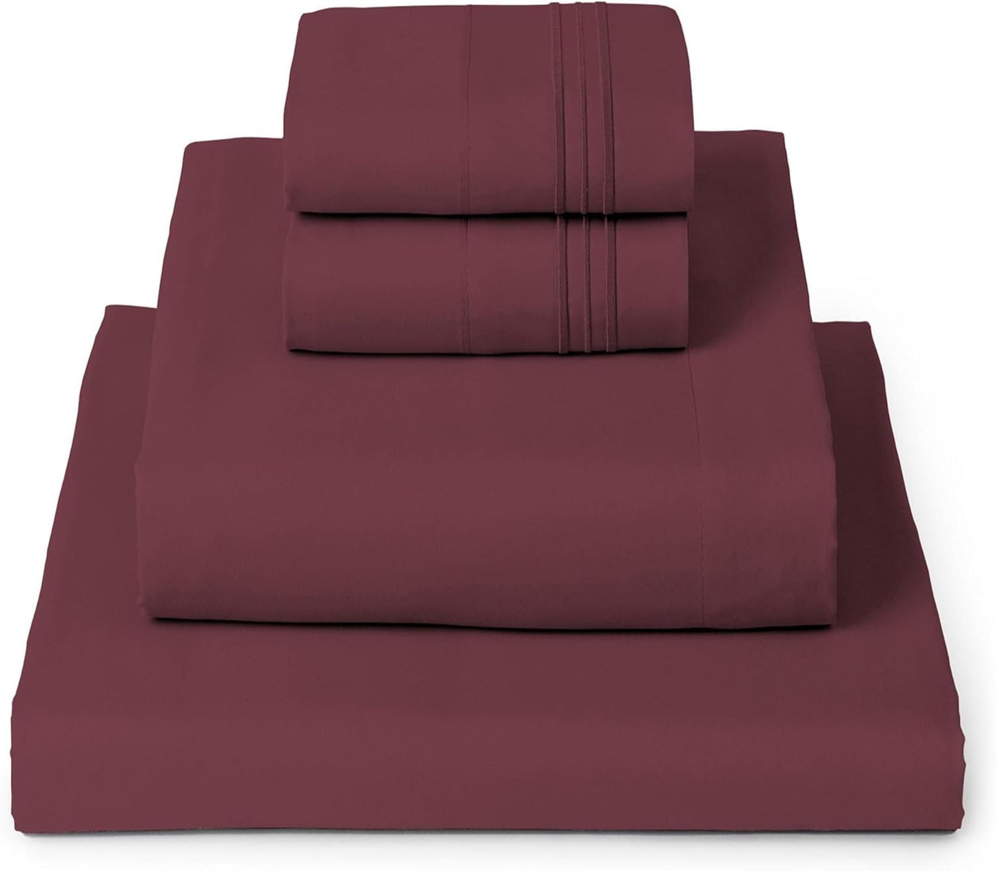 Mellanni King Sheets Set - 4 PC Iconic Collection Bedding - Hotel Luxury, Extra Soft, Cooling Bed Sheets - Wrinkle, Fade, Stain Resistant (King, Burgundy)