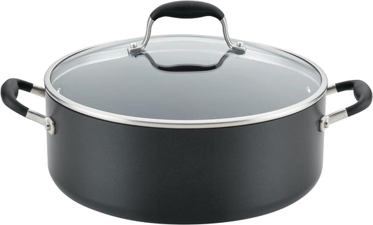 Anolon Advanced Home Hard-Anodized Nonstick Wide Stock Pot/Stockpot (7.5-Quart, Onyx)