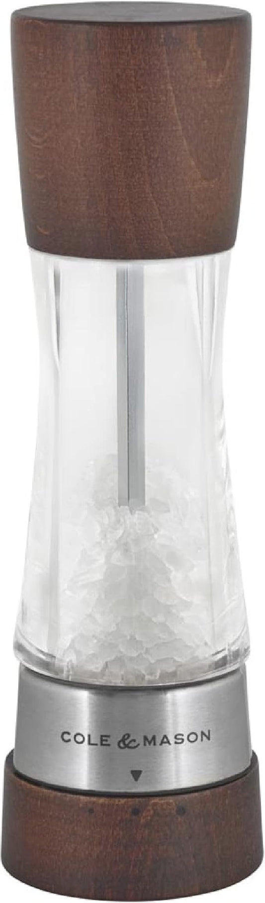 Cole & Mason Derwent Salt Mill - Gourmet Precision Salt Grinder - Refillable Seasoning and Spice Tools - Adjustable Seat, Himalayan and Kosher Salt Grinder Settings - Forest Wood