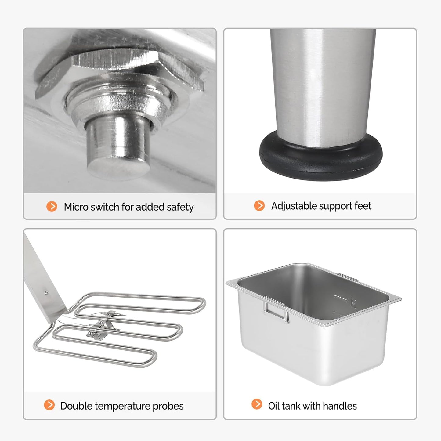 ROVSUN 36QT Electric Deep Fryer 240V, 6600W Dual Tank Commercial Deep Fryer w/ 60-Min Timer Overheat Protection Adjustable Feet, Temp Control & Baskets, Stainless Steel Countertop Fryer for Restaurant