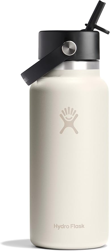 Hydro Flask Water Bottle - Insulated Stainless Steel - Wide Straw Lid, Non Spill, Leakproof in 32 Oz Ivory
