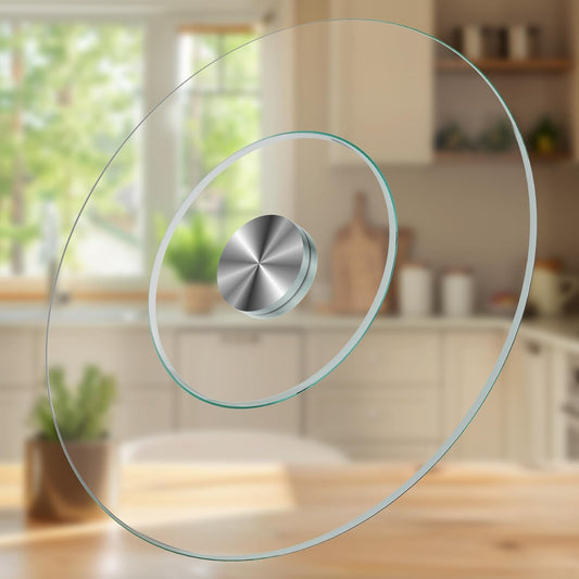 35'' Glass Lazy Susan Turntable Dining Table, 360 ° Round Dinner Plate Rotating Tray Transparent Dinner Plate, Silent and Smooth Rotation of The Dinner Plate (35inch/90cm)