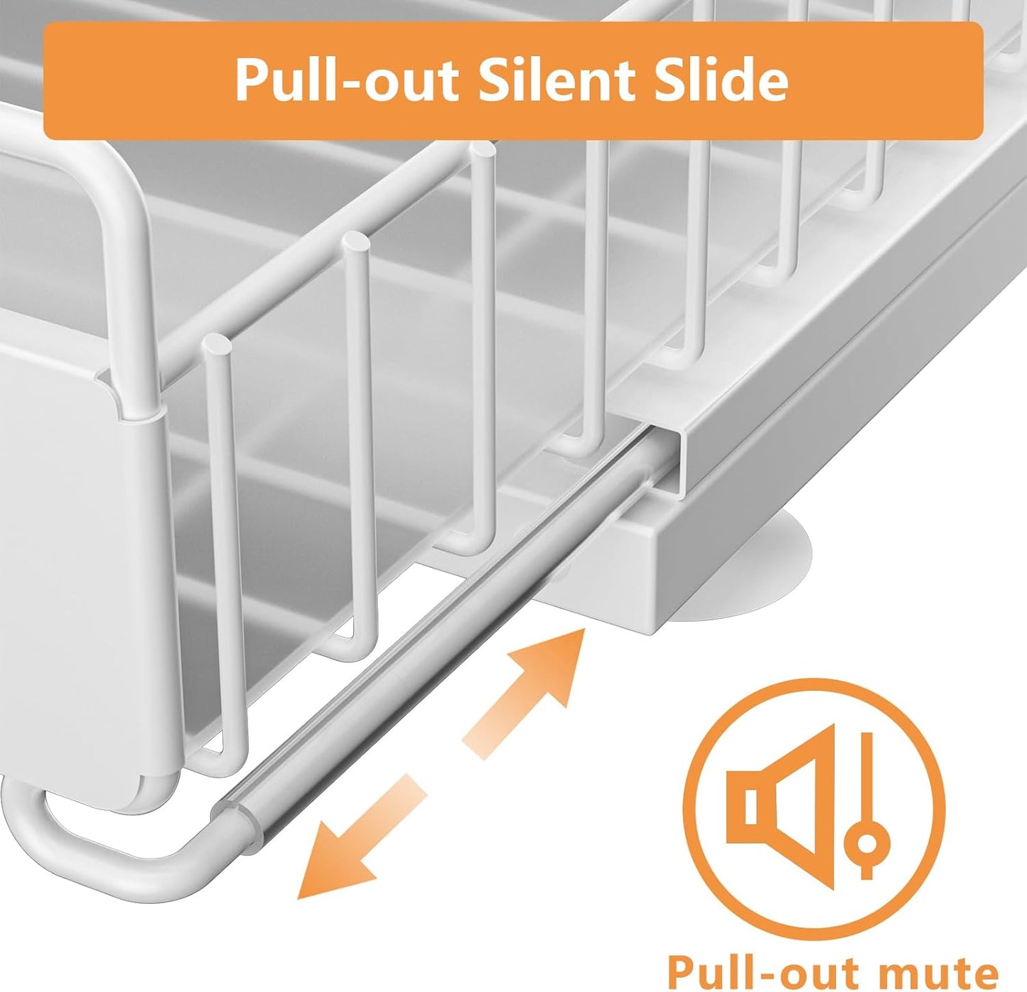 Under Sink Organizer, 2 Packs Under Sink Organizers and Storage, Slide Out Pull Out Cabinet Organizer Shelf with Metal Drawers for Kitchen Bathroom Pantry, White