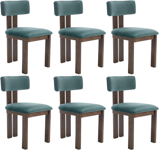 chairus Dining Chairs Set of 6 Velvet Diner Chairs Modern Wood Chairs for Kitchen and Dining Room, Green