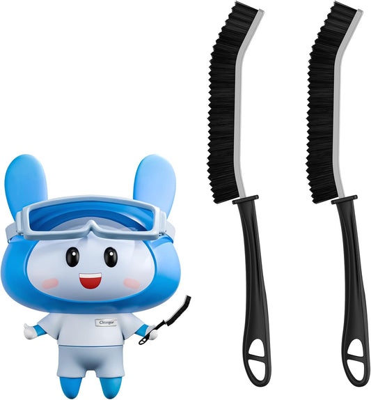 Crevice Cleaning Brushes, Serrated Cleaner Scrub Brush Tool for Hard to Reach Tight Space, Home Essentials, Cleaning Supplies for Shower, Bathroom, Kitchen, Toilet, Window (2, Black)