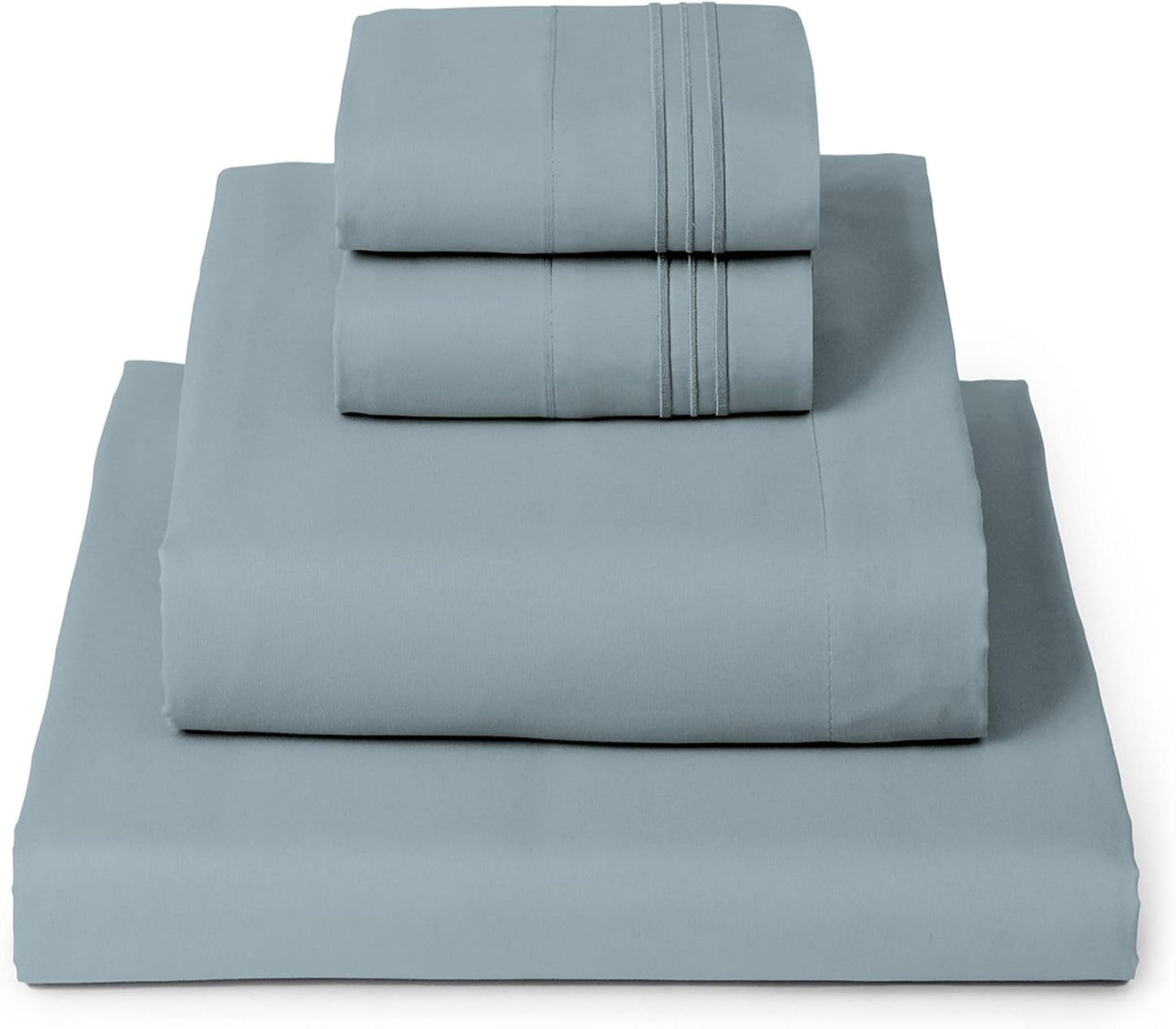 Mellanni Queen Sheets Set - 4 PC Iconic Collection Bedding - Hotel Luxury, Extra Soft, Cooling Bed Sheets - Wrinkle, Fade, Stain Resistant (Queen, Spa Blue)