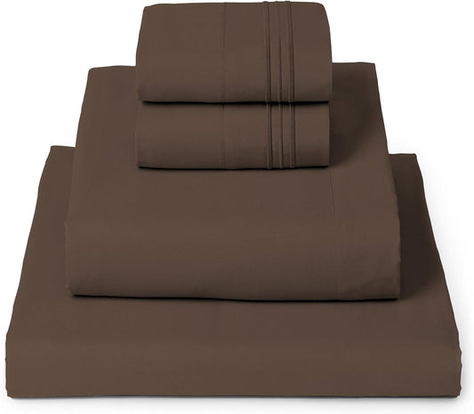 Mellanni Queen Sheets Set - 4 PC Iconic Collection Bedding - Hotel Luxury, Extra Soft, Cooling Bed Sheets - Wrinkle, Fade, Stain Resistant (Queen, Brown)