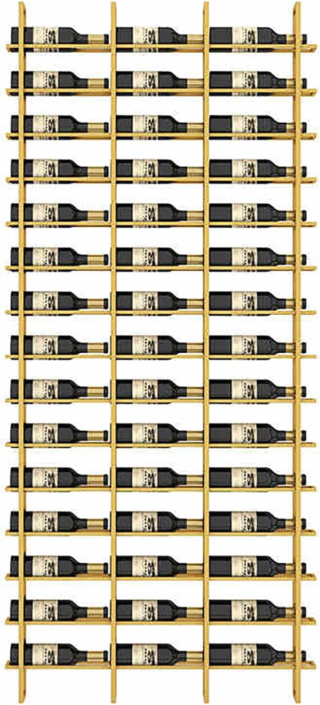 Wine Rack Freestanding Floor, 16 Tier 48 Bottle Capacity Display Holder, Industrial Wine Bottle Storage Shelves, for Any Bar, Wine Cellar, Kitchen, Dining Room (Gold, 3 Column)