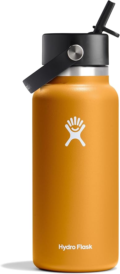 Hydro Flask Water Bottle - Insulated Stainless Steel - Wide Straw Lid, Non Spill, Leakproof in 32 Oz Fossil Brown