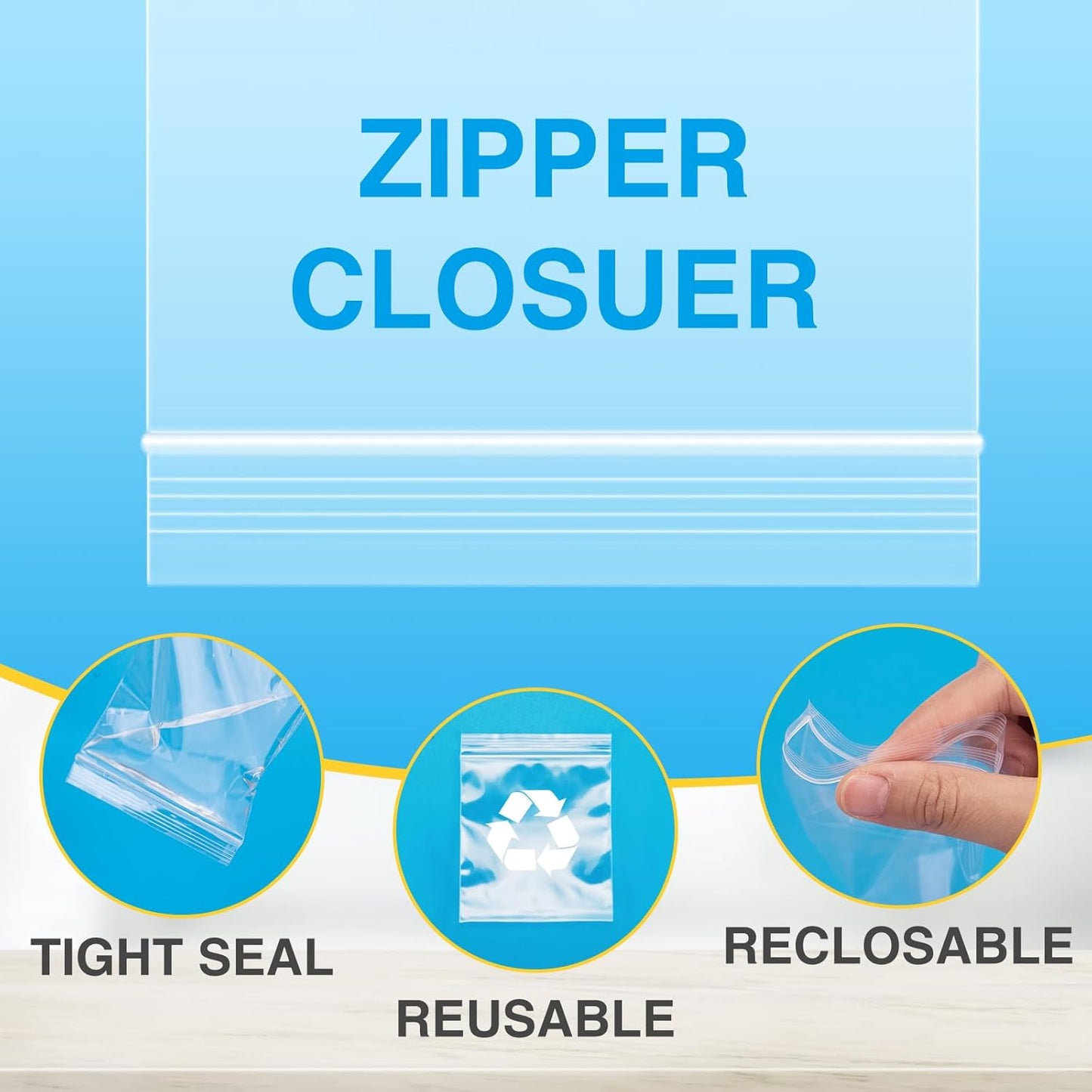 240Pcs 3x3 Zip Lock Bags, Clear Small Plastic Baggie for Pills, Rings, Snacks, Reclosable Seal