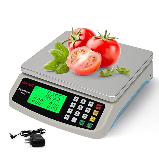 Food Scale 40KG/88LB Large Digital Kitchen Scales Weight Grams and Ounces Stainless Steel with Commercial Price Computing for Baking Cooking Meat Deli PCS Tare Function Adapter Included