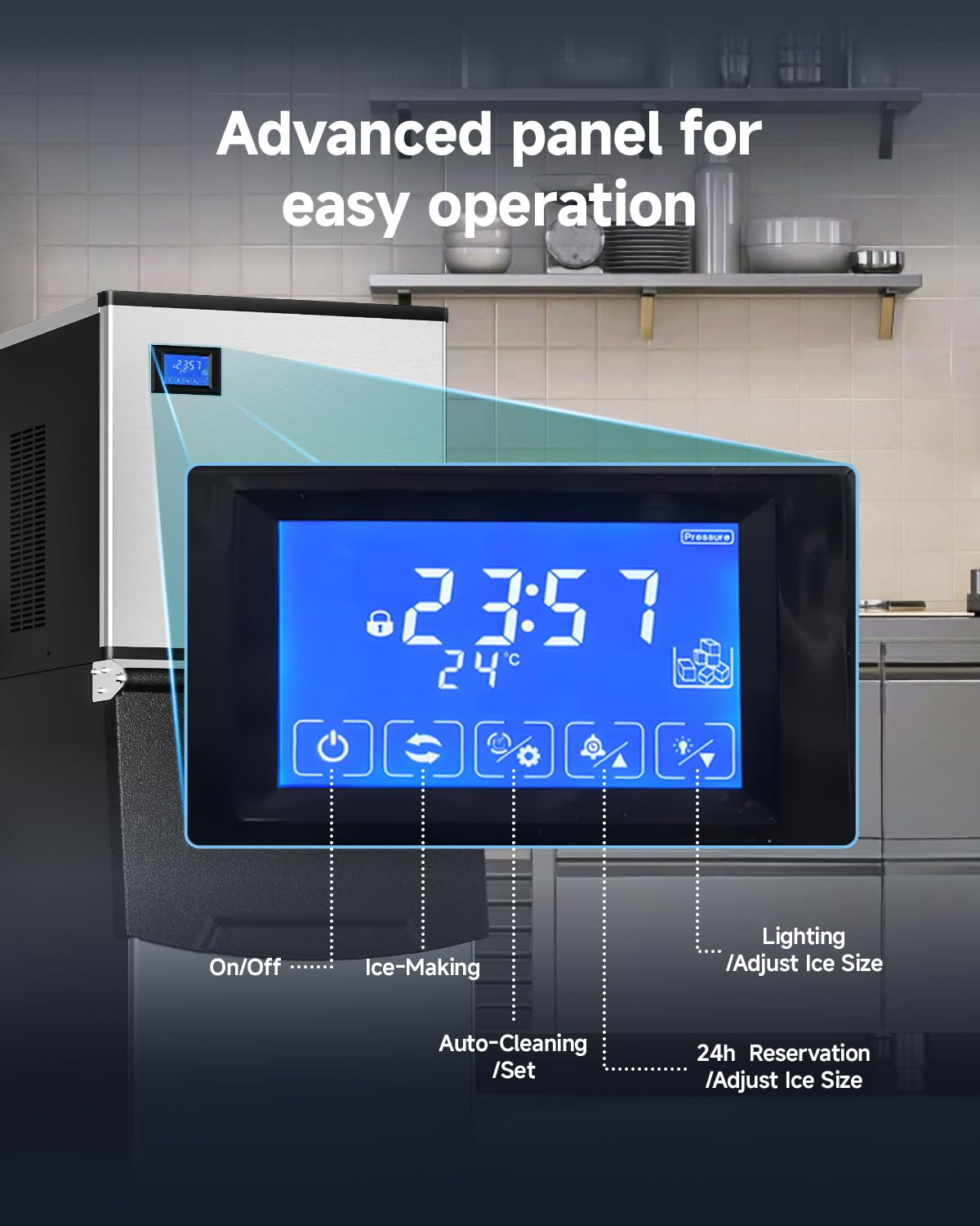 EUHOMY Commercial Ice Maker Machine,600lbs/24H,Industrial Ice Machine with 300lbs Storage Bin,Ice Ready in 10-15 Mins,SECOP Compressor&ETL,Stainless Steel Ice Maker for Bar/Cafe/Restaurant/Business