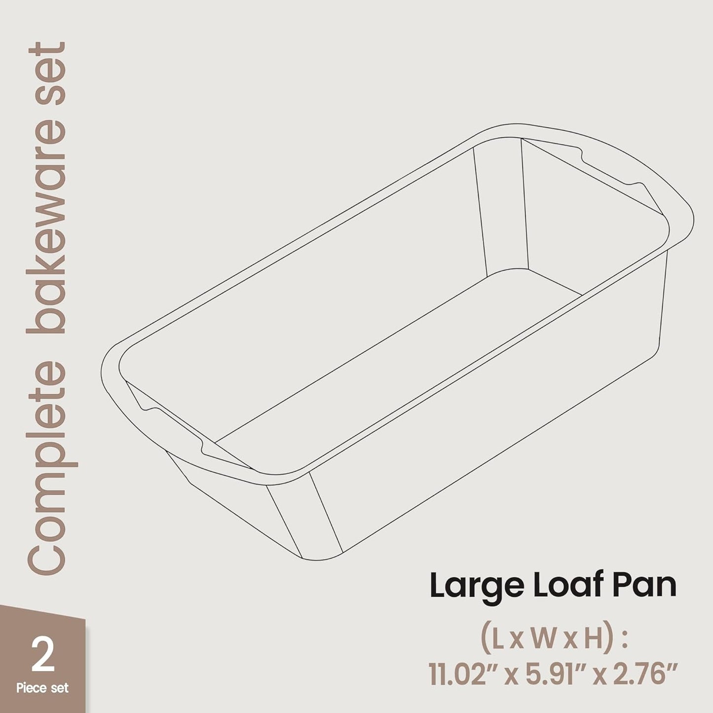 Nonstick Loaf Pan Set Pack of 2, 10.2" & 11" Large Baking Bread Pan, Oven Safe Up to 450°F, PFOA, PFOS, PTFE Free, Space Saving Stackable Design, Stain Resistant, Dishwasher Friendly, Blue Marble