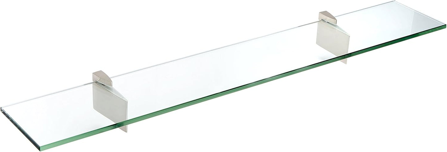 Spancraft Glass R-6x12-Brushed Steel Raven Glass Shelf, Brushed Steel, 6" x 12"