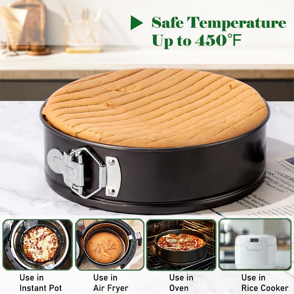 Tellshun 8 Inch Non-stick Springform Pan with 50 Pcs Parchment Paper Cheesecake Pan with Removable Bottom Baking Mold Round Leakproof