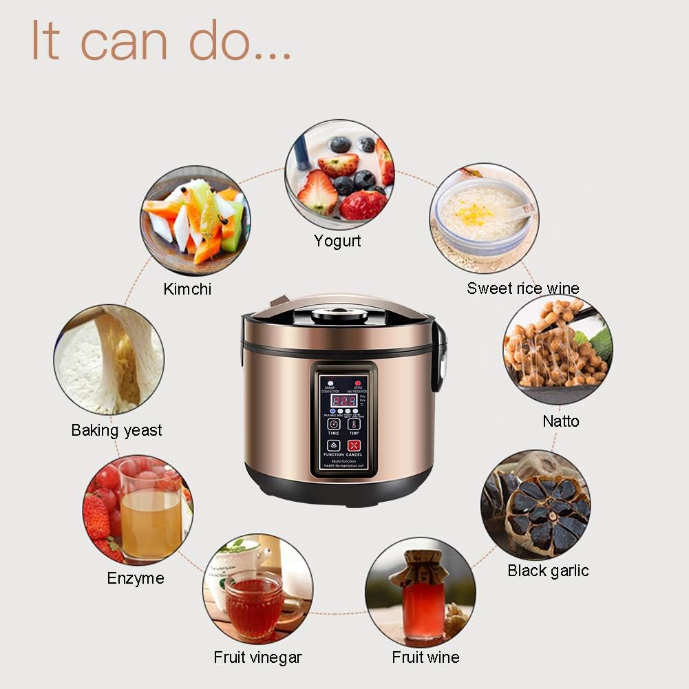 6L Black Garlic Fermenter,Yogurt Maker with Adjustable Temperature & Time Control,Kimchi machine,Sweet Rice Wine Maker Full Automatic,Natto Maker,FCC UL Listed
