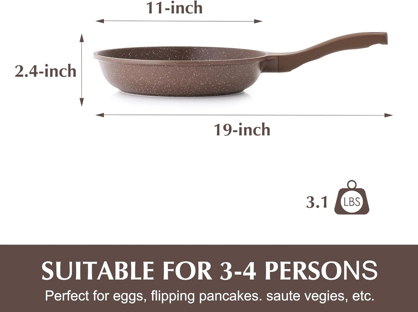 SENSARTE Nonstick Frying Pan Skillet, Granite Coating Omelette Pan, Healthy Stone Cookware Chef's Pan PFOA Free, Toffee Brown (11 Inch)