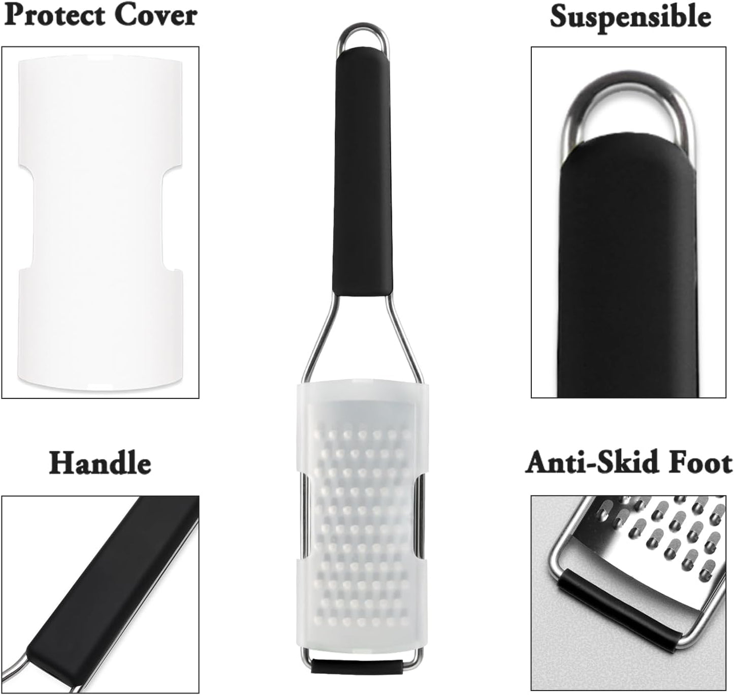 Cambom Cheese Grater Lemon Zester, Graters for Parmesan Cheese, Lemon, Citrus, Garlic, Nutmeg, Chocolate, Fruits, Vegetables, Ginger, Vegetable & Cheese Shredder with Stainless Steel Coarse Blade