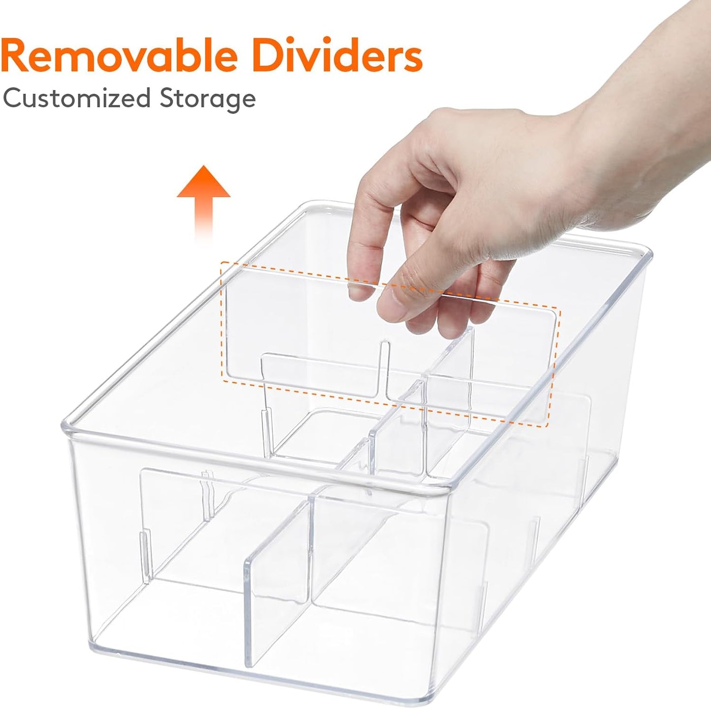 Lifewit 4 Pack Plastic Stackable Tea Bag Organizer, Divided Storage Bin Box for Kitchen Cabinets, Countertops, Pantry, Hold Coffee Pods, Sugar Packets, Condiments, Each for 8 Sections