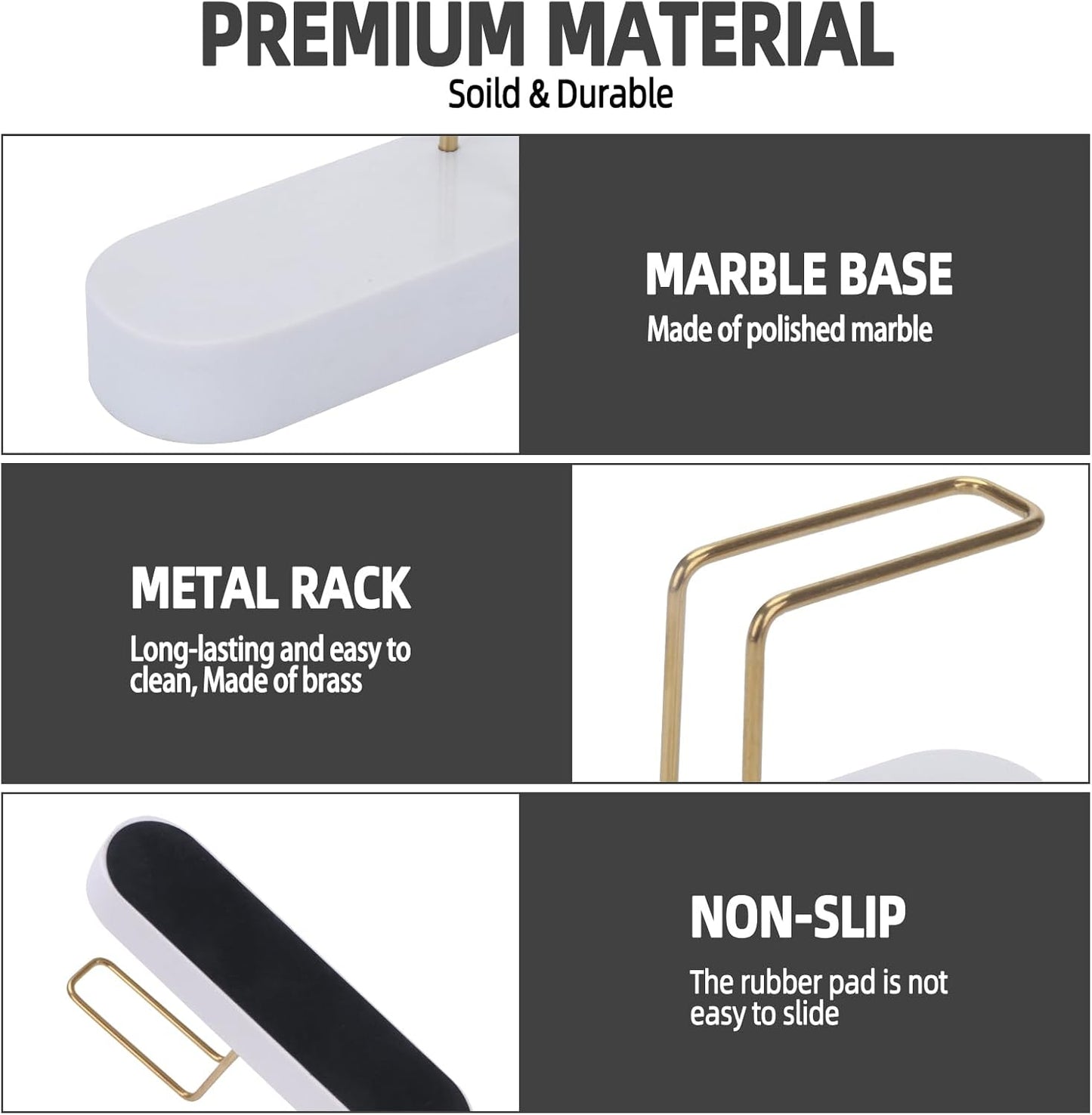 Coffee Filter Holder, Marble & Brass Cone Coffee Filters Holder Organizer Station, Stand Accessories for V60 Filters Size #01, #02 & #04, Thick and Heavy & Anti-slip (White)