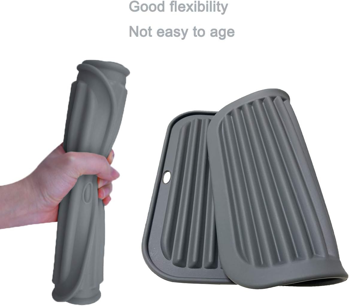 Large Silicone Trivet Mats 2 Pack, Heat Resistant Pot Holder, 9x12 Non-Slip Flexible Durable Pot Coaster for Kitchen Table, Dining Table, Hot Pans, Microwave (Wavy Gray)