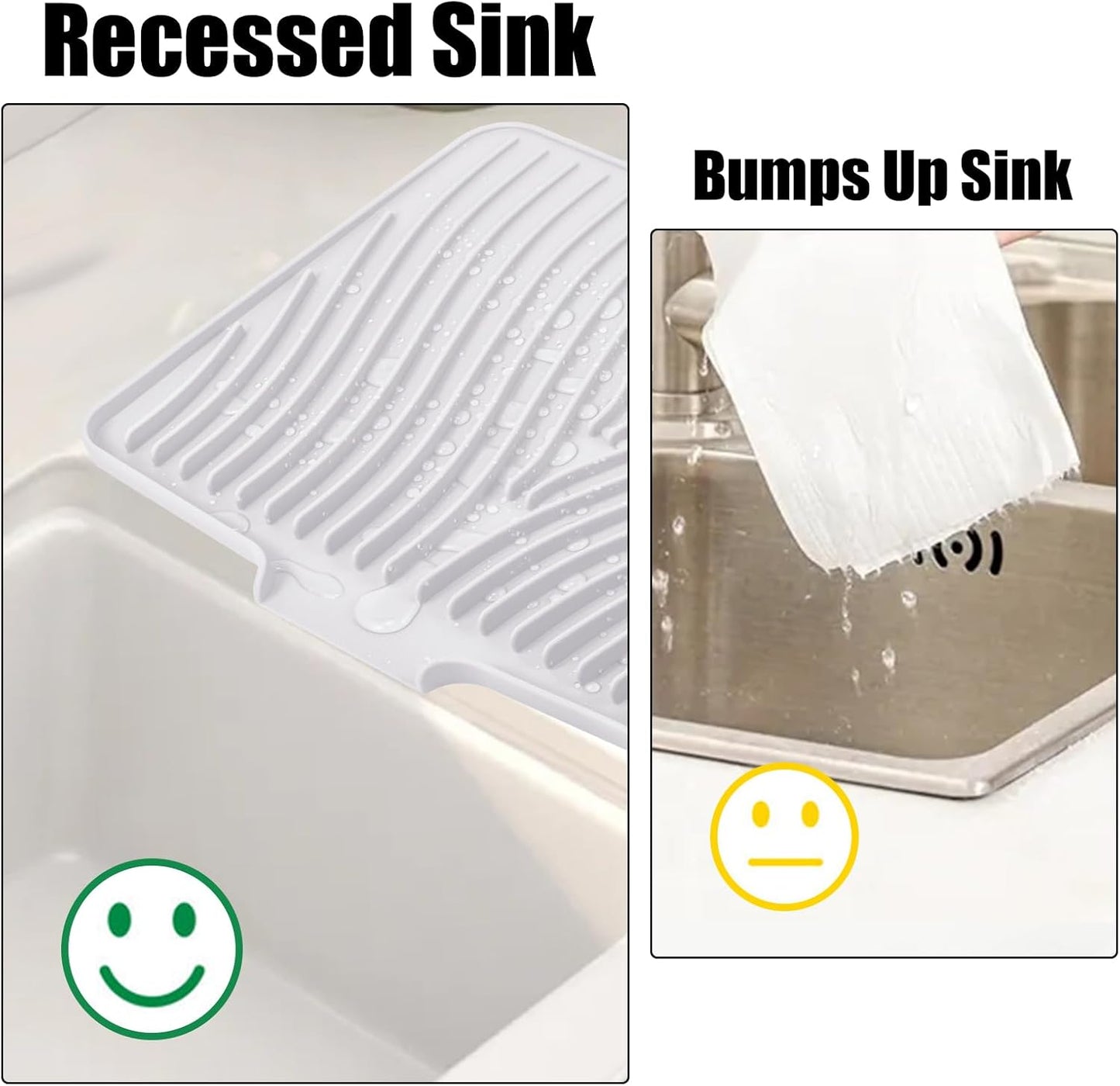 Silicone Dish Drying Mat for Kitchen Counter, Dish Drying Pad, Non-Slip Drain Pad with Built-in Drain, Heat Resistant Stone Drying Mat(Ivory-L 15.8" x 13")