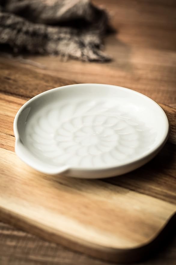 Spoon Rest for Stove Top, 5.3inch Ceramic Utensil Holder for Kitchen Counter, Large Cooking Spatula Rests for Ladles Tongs, White