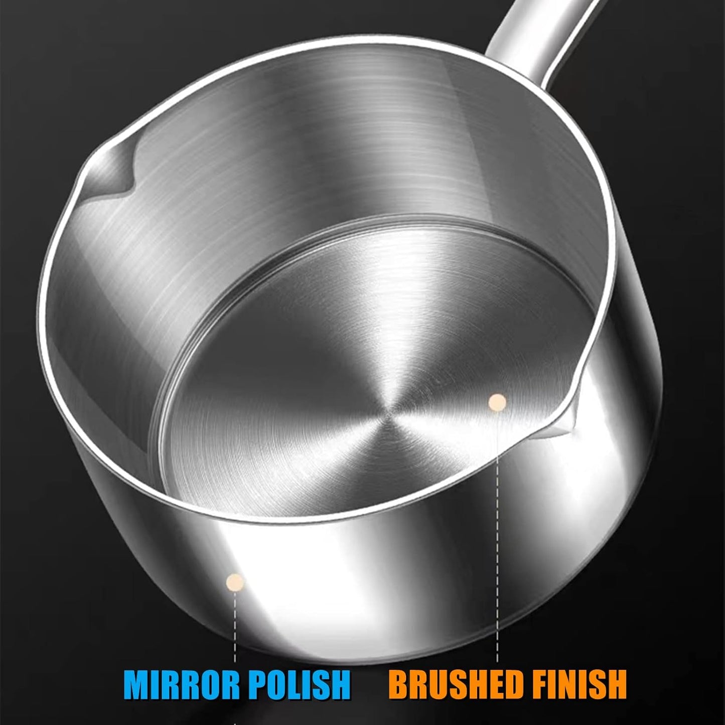 Butter Warmer Pot, Small Sauce Pan, Thick 3-PLY Heavy Duty Stainless Steel Cooking Pot for Milk, Coffee, and Melting Chocolate, 0.5-Quart