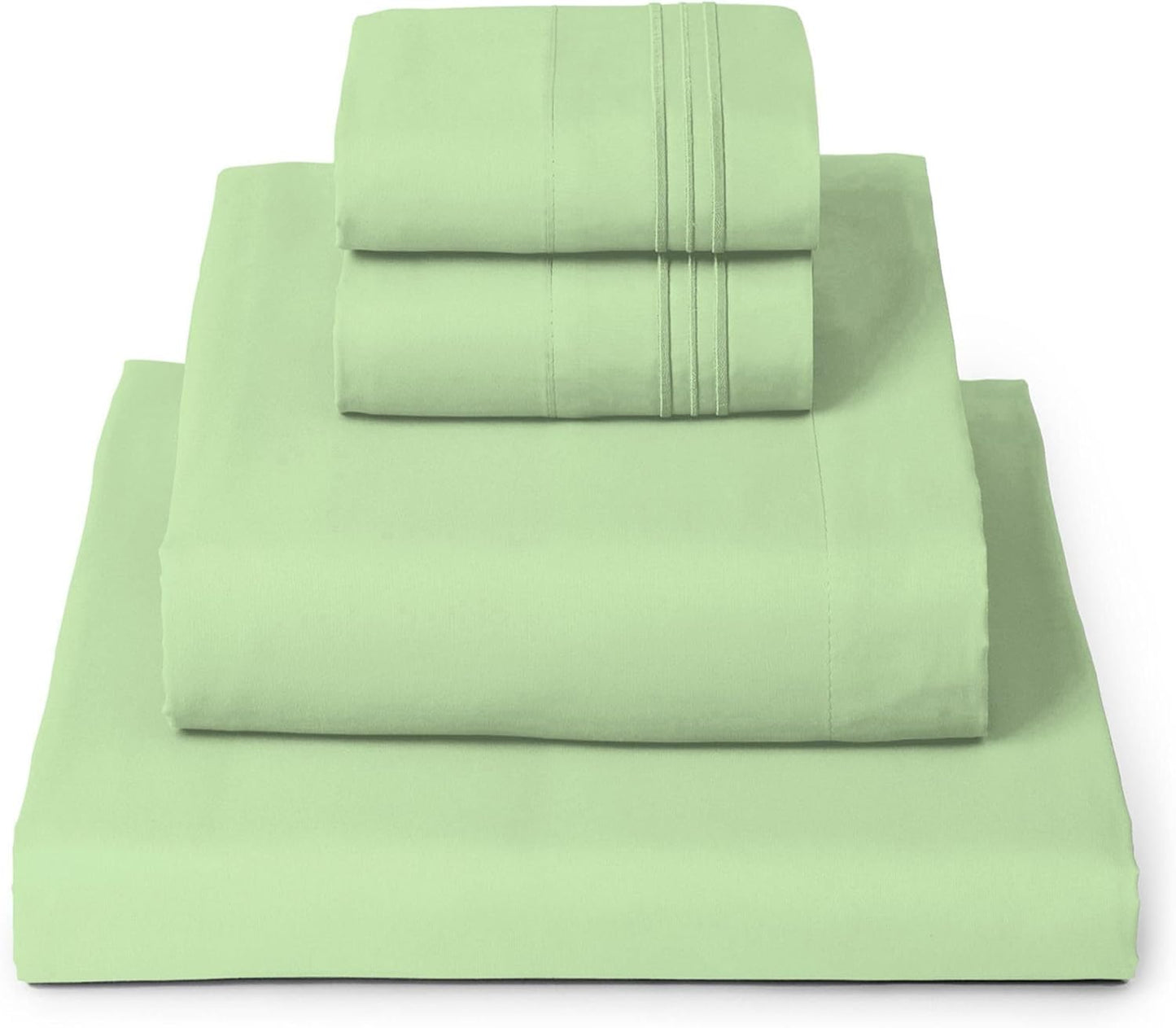 Mellanni King Sheets Set - 4 PC Iconic Collection Bedding - Hotel Luxury, Extra Soft, Cooling Bed Sheets - Wrinkle, Fade, Stain Resistant (King, Pistachio)