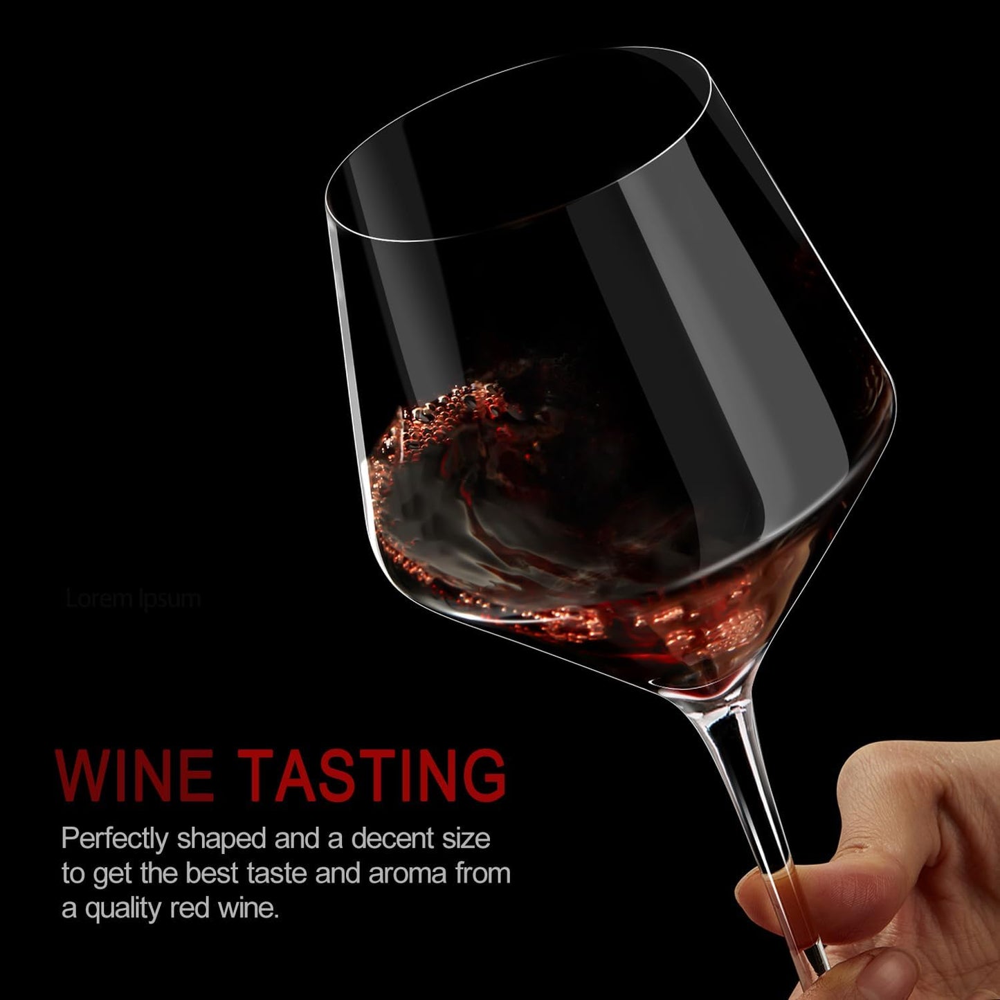 LUNA & MANTHA Red Wine Glasses, Crystal Wine Glasses Set of 4, Hand Blown - Unique Gift for Wedding, Anniversary, Home Bar- 500Ml, Clear