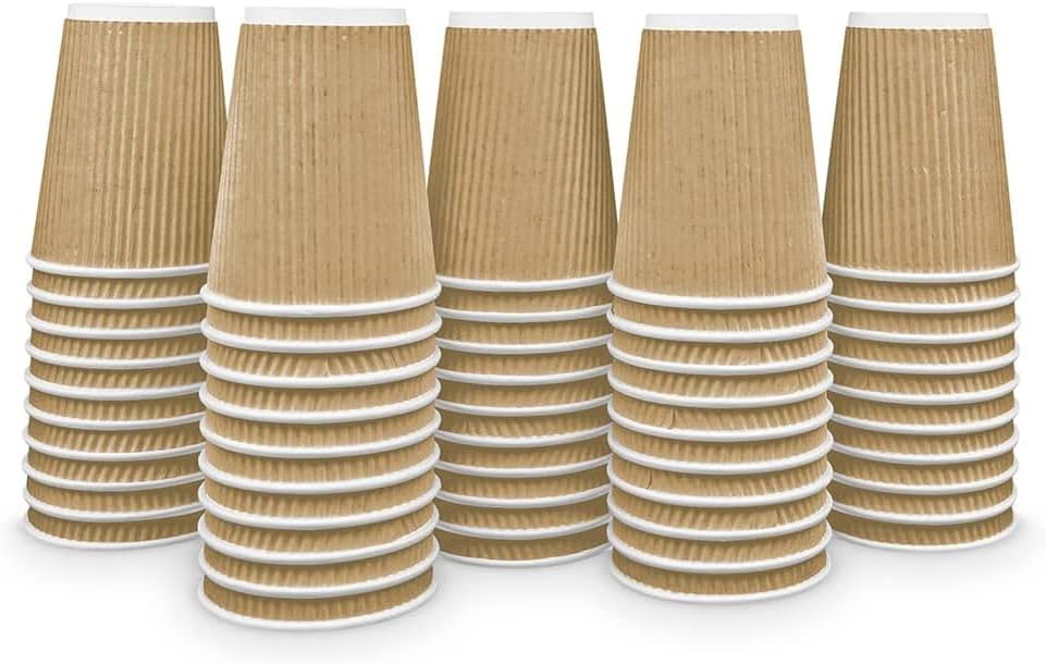 Ripple Paper Cups 12 oz 500 Pack for Coffee & Tea Made in USA | Bulk for Home, Office, Restaurants & Coffee Shops | Recyclable, Insulated, & Disposable To-Go Cups for Hot Beverages (12 oz - 500 count)