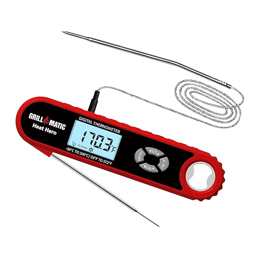 Heat Hero Digital Instant Read Meat Thermometer for Cooking and Baking with Backlight, Hold Function & Magnet for Kitchen, Beef, Grill, BBQ, Candy and Turkey