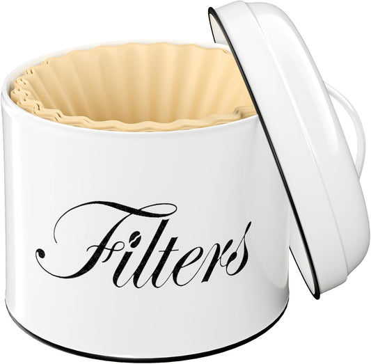 Coffee Filter Holder, Basket Storage Container for Counter, Black Small Bar Accessories for Coffee Bar Station(White)