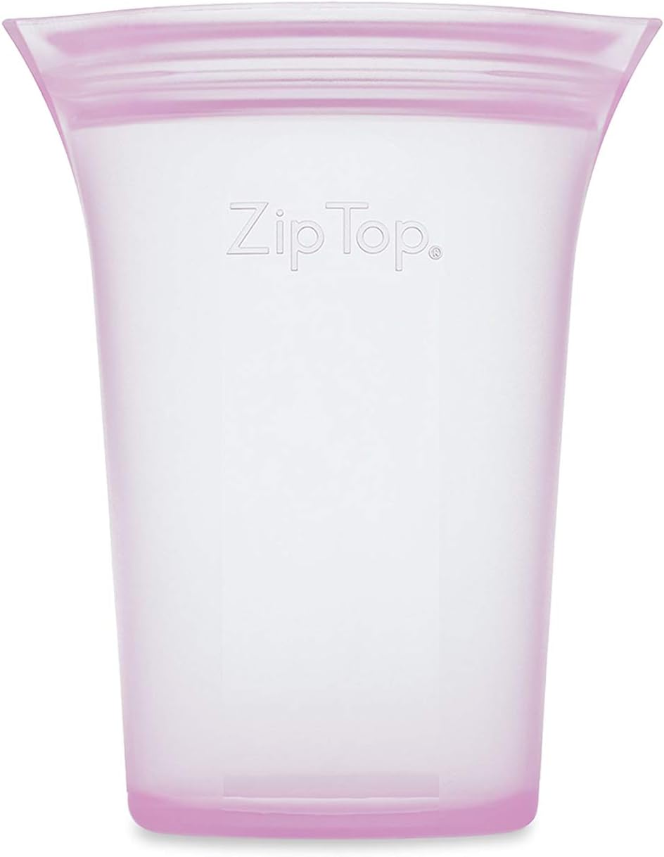 Zip Top Reusable Food Storage Bags | Small Cup [Lavender] | Silicone Meal Prep Container | Microwave, Dishwasher and Freezer Safe | Made in the USA