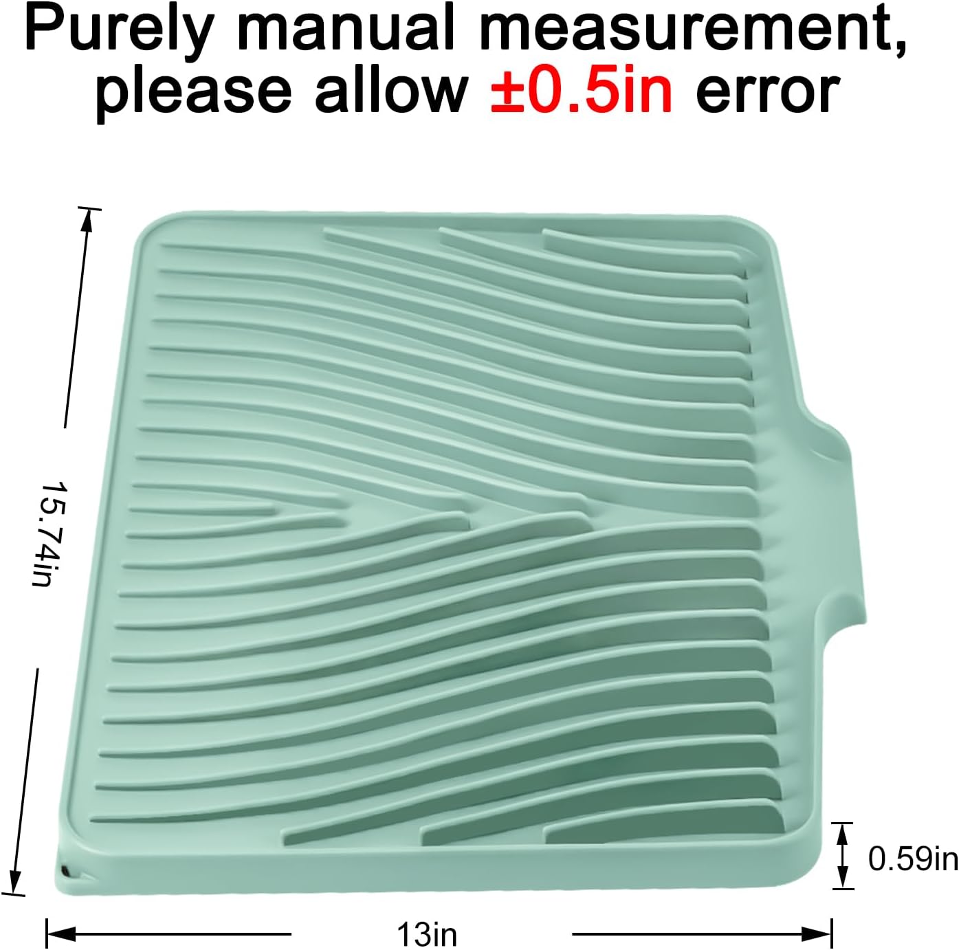 Silicone Dish Drying Mat for Kitchen Counter, Dish Drying Pad, Non-Slip Drain Pad with Built-in Drain, Heat Resistant Stone Drying Mat(15.8" x 13", Mint)